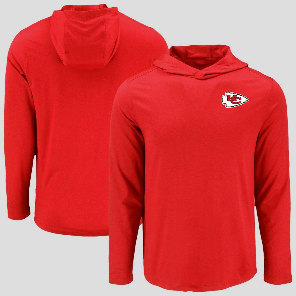 Men 2026 NFL Kansas City Chiefs Hooded long sleeved T-shirt red 06